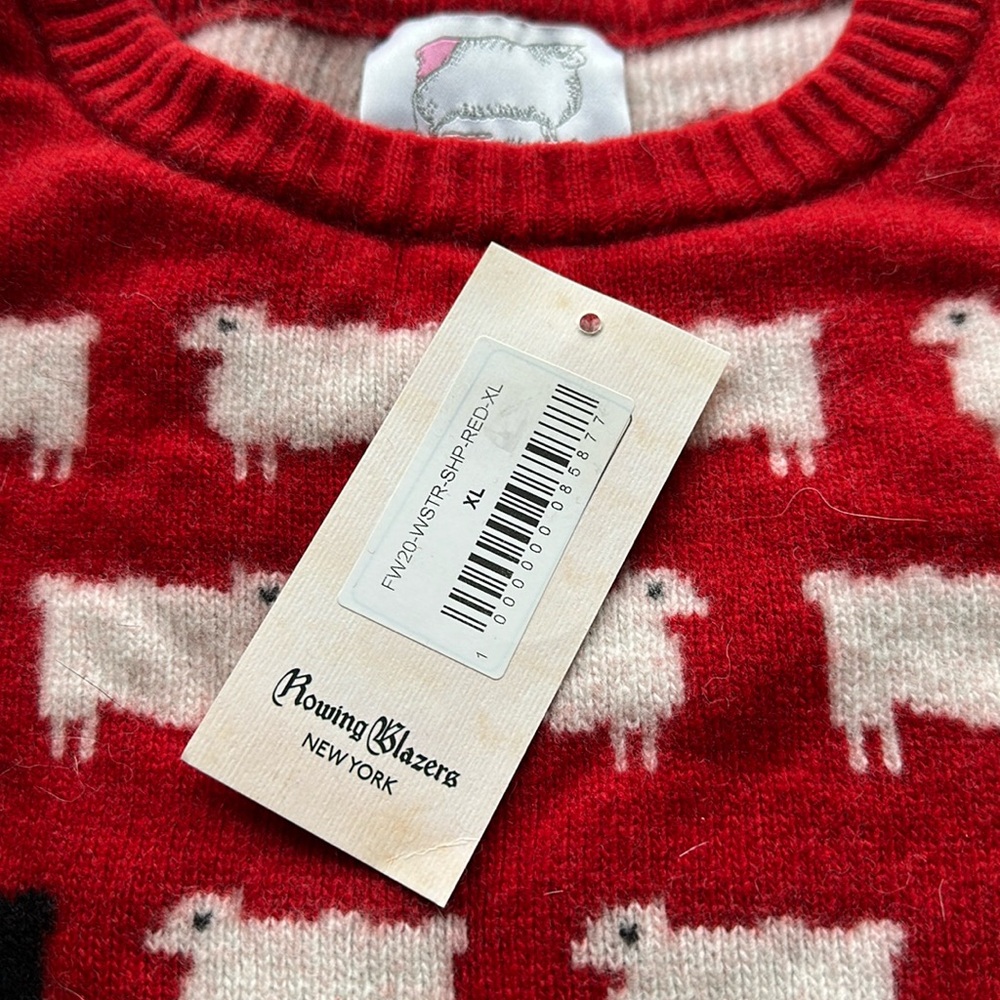 Rowing Blazers Warm & Wonderful Red 100% Wool Diana Fitted Sheep Sweater XL